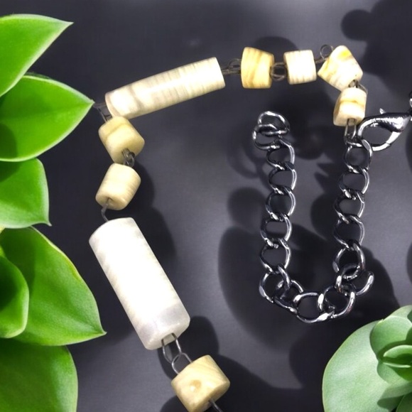 Mexican Agate Butterfly Silver Tone Bead Beaded Necklace Mexico - Picture 6 of 6